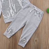 Hooded Top and Pants 2pc. Set Baby Girl and Toddler (Gray & Silver)