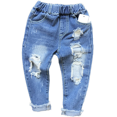 Distressed Denim Jeans Unisex Toddler Boy Girl (Medium Blue Wash)