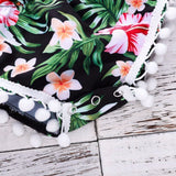 🌺 Floral Off Shoulder Romper with Pom Pom Hem Baby Girl (Black/Pink/Green) 🌺