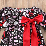 Valentine's Day 💝 Love & Heart Print Dress with Bow Baby Girl and Toddler (Black, Red and Pink)
