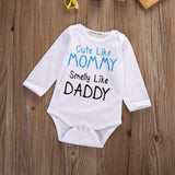 Cute Like Mommy, Smelly Like Daddy - Onesie Bodysuit Unisex Baby Boy Girl (Blue/Black/White)