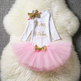 It's My First Birthday - Long Sleeve Onesie Bodysuit and Tutu Skirt 2p. Clothing Set Baby and Toddler Girl (Available in 4 colors)