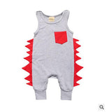 Sleeveless Dinosaur Spine Jumpsuit with Pocket Toddler Boy (Black & White/Black/Gray & Red)