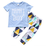 Mama's Boy - T-Shirt & Pants 2pc. Set Baby Boy (Baby Blue/Mint Green/Yellow)