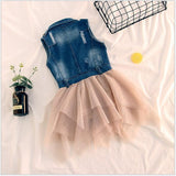 Sleeveless Denim Vest and Tulle Tutu Dress Toddler Girl (Khaki/Black)