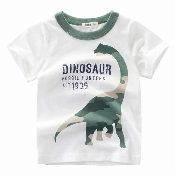 T-Rex Dinosaur 🦖 T-Shirt Toddler Boy (White/Gray)
