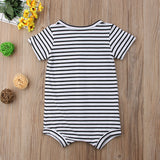 Striped Button Front Romper Baby Boy (Black or White)