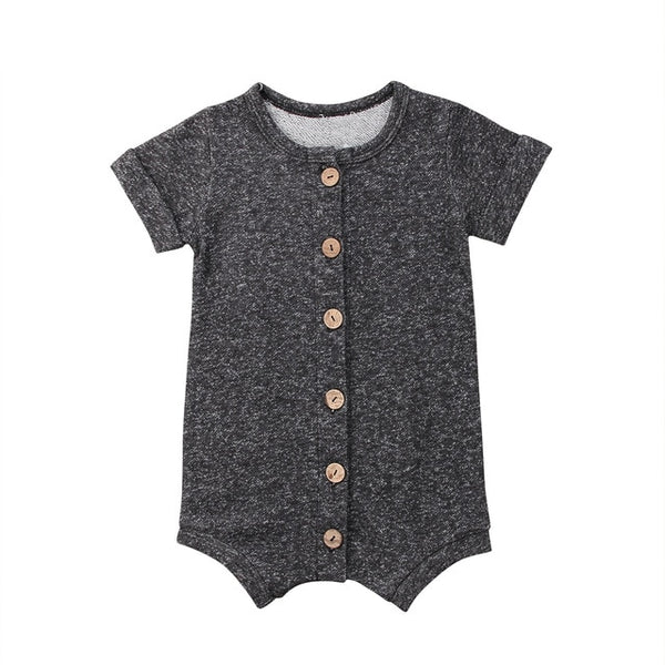 Striped Button Front Romper Baby Boy (Black or White)