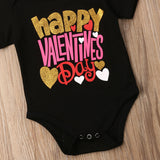 Happy Valentine's Day ❣️- Onesie Bodysuit and Headband 2pc. Set Baby Girl (Black, Gold, Pink and Red)