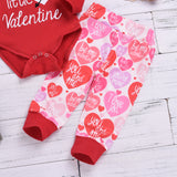 Daddy's Little Valentine 😍 - 4pc. Onesie Bodysuit, Pants, Headband and Hat Set Baby Girl (Red, Pink & White)