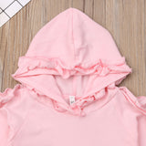 Hooded Ruffled Sweatshirt & Pants 2 pc. Set Baby Girl (Pink)