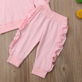 Hooded Ruffled Sweatshirt & Pants 2 pc. Set Baby Girl (Pink)