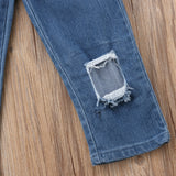 Distressed Denim Jeans Unisex Toddler Boy Girl (Black/Blue)