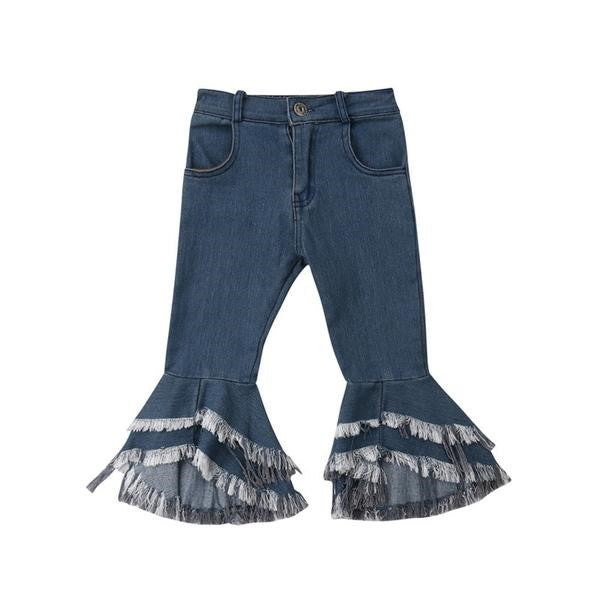 Distressed Bell Bottom Jeans Toddler Girl (Medium Blue Wash)