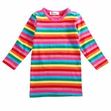 Striped Long Sleeved A-Line Dress Toddler Girl (Rainbow)