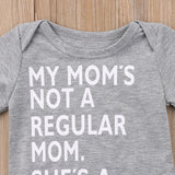 My Mom's Not a Regular Mom. She's a Cool Mom. 💁‍♀️ - Onesie Bodysuit Unisex Baby Boy Girl (Gray/White) 💁‍♀️