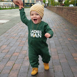 Ladies Man - Long Sleeve Jumpsuit Baby Boy (Green/White)