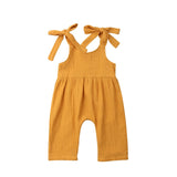 Linen Empire Waist Jumpsuit Baby Girl (Light Green/Rust/Yellow)