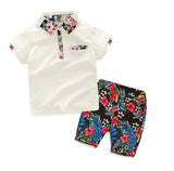 🌺 Polo Style Shirt & Floral Shorts 2pc. Set Toddler Boy (White/Black/Red/Blue) 🌺