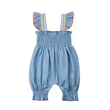 Ruffled Shoulder Jumpsuit Baby Girl (Baby Blue/Yellow/Pink)