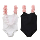 🌸 Swimsuit with 3D Flower Straps Toddler Girl (Black & Pink/White & Pink) 🌸
