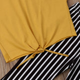Colorblock Shirt & Striped Flare Leg Pants 2pc. Set Toddler Girl (Yellow/Black)