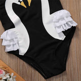 Swan Print Swimsuit Toddler Girl (Black/White)