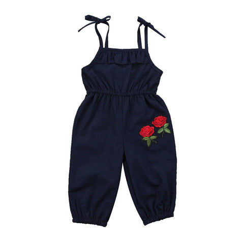 🌹 Flower Patch Jumpsuit Baby Girl and Toddler (Navy Blue/Red)   🌹