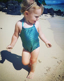 🧜‍♀️ Metallic Mermaid Halter Swimsuit Baby Girl and Toddler (Blue/Green/Iridescent/Silver) 🧜‍♀️