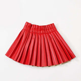 Vegan Leather Pleated Skirt Toddler Girl (Available in Black, Red, Gray, or Pink)