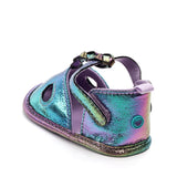 Iridescent Baby Sandals with Cutouts (Green/Pink)