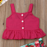 🌺 Crop Top & Floral Pants 2pc. Set Toddler Girl (Pink/Green) 🌺