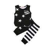 ⭐ Colorblock Stars & Stripes Muscle Top and Harem Pants 2pc. Set Baby Boy and Toddler (Black/White) ⭐
