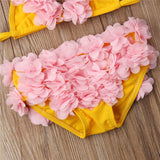 👙 3D Flower Halter Bikini Swimsuit Baby Girl and Toddler (Pink/Yellow/White) 👙