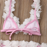 👙 3D Flower Halter Bikini Swimsuit Baby Girl and Toddler (Pink/Yellow/White) 👙