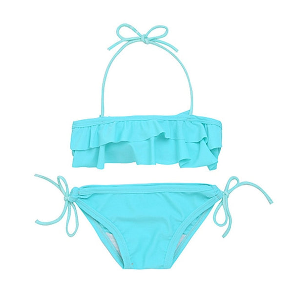 Ruffed Halter Bikini Swimsuit Toddler Girl (Turquoise)