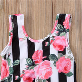 🌺 Stripe and Floral Swimsuit Toddler Girl (Black/Pink/White) 🌺