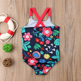 🏵️ Floral Swimsuit Baby Girl and Toddler (Navy Blue/Red) 🏵️