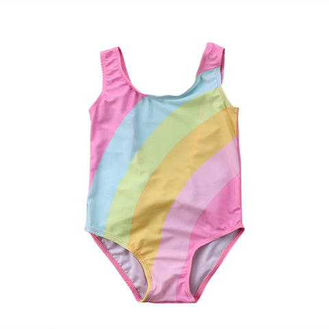 🌈 Rainbow Print One Piece Swimsuit Toddler Girl (Pink/Blue/Green) 🌈