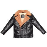 Two Toned Vegan Leather and Shearling Jacket Toddler Boy (Brown/Black)